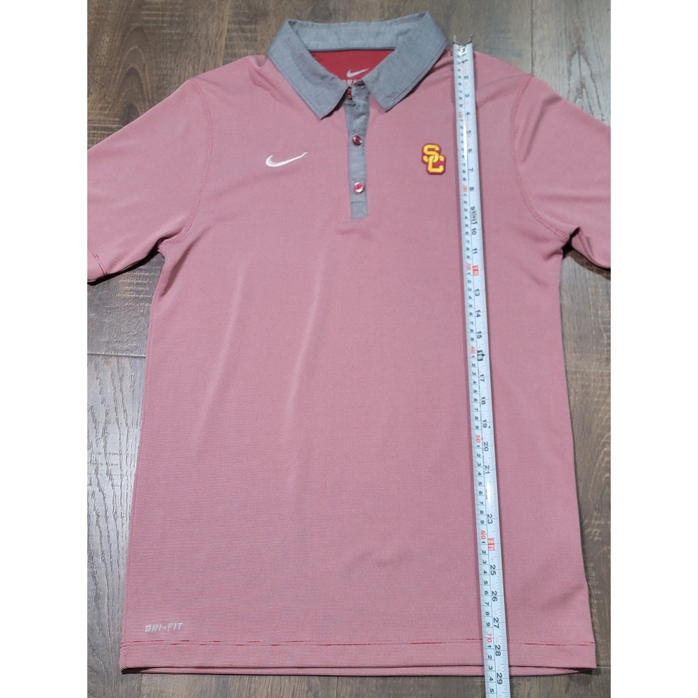 Nike USC Trojans Dri-FIT Polo Shirt Mens‎ Small Cardinal Red Striped 32883X-SC1